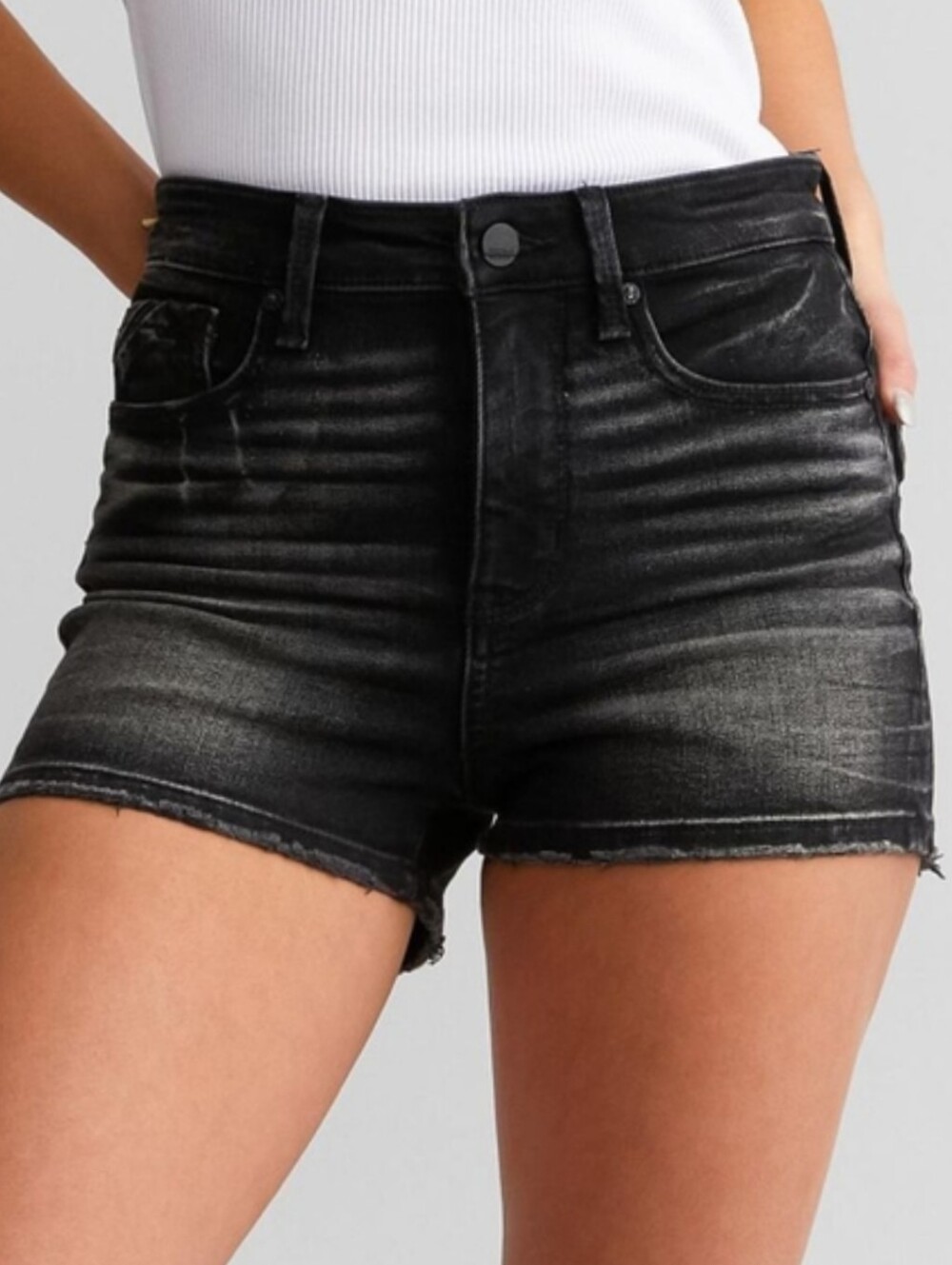 Buckle Black Fit 75 High Rise Washed Black Shorts sz 31 (Fits Sz 12) Parker